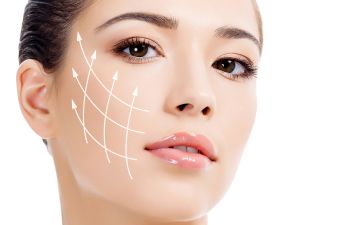 Woman with Grid for Plastic Surgery on Her Face New York NY, 