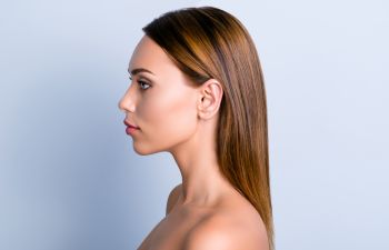 face profile of a young beautiful woman., 